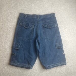 Vintage Lee Pipes Denim Cargo Shorts Mens 30 Medium Wash 90s Skater Baggy 30H
